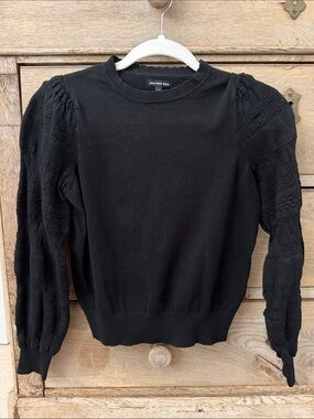 Who What Wear Black Puff-Sleeve Knit Sweater